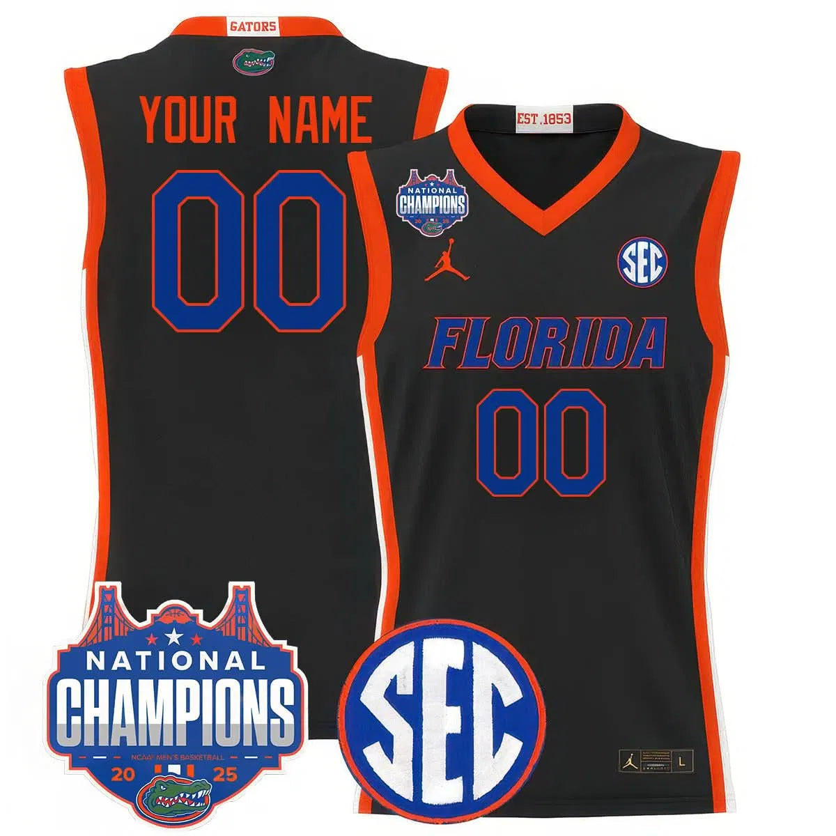 Personalized Custom Name/Gender FG 2026 National Champions Basketball Jersey - Stitched - Black Stitched