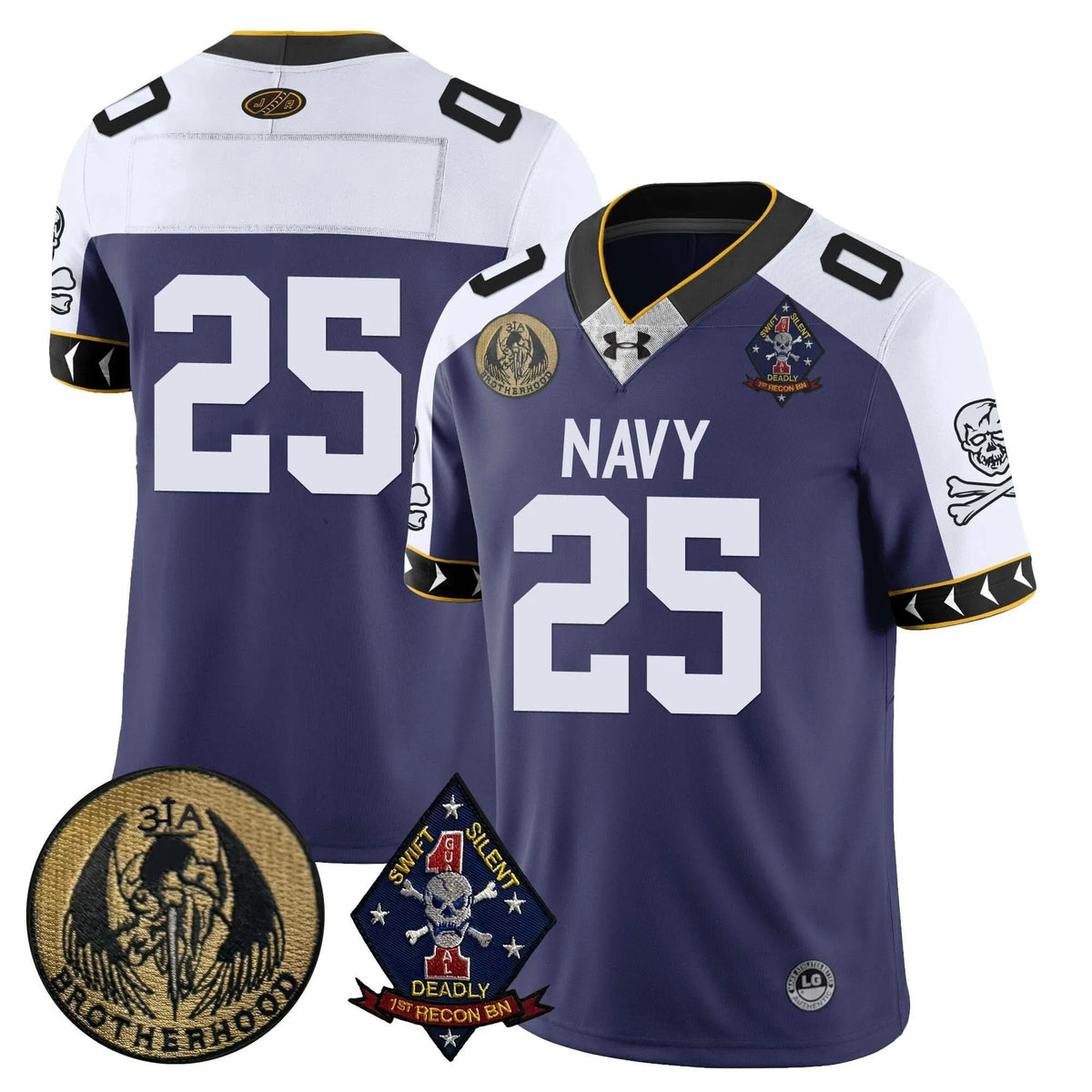 Personalized NM Lacrosse Jolly Rogers Vapor Limited Jersey - Team - 25 / Navy Alternate Stitched