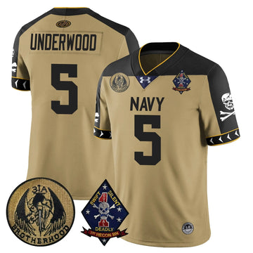 Personalized NM Lacrosse Jolly Rogers Vapor Limited Jersey - J.P. Underwood - 5 / Gold Stitched