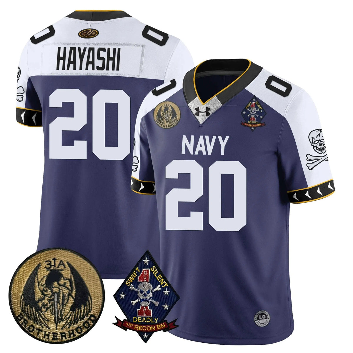 Personalized NM Lacrosse Jolly Rogers Vapor Limited Jersey - Zach Hayashi - 20 / Navy Alternate Stitched