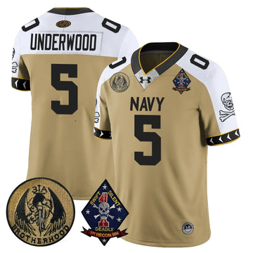 Personalized NM Lacrosse Jolly Rogers Vapor Limited Jersey - J.P. Underwood - 5 / Gold Alternate Stitched