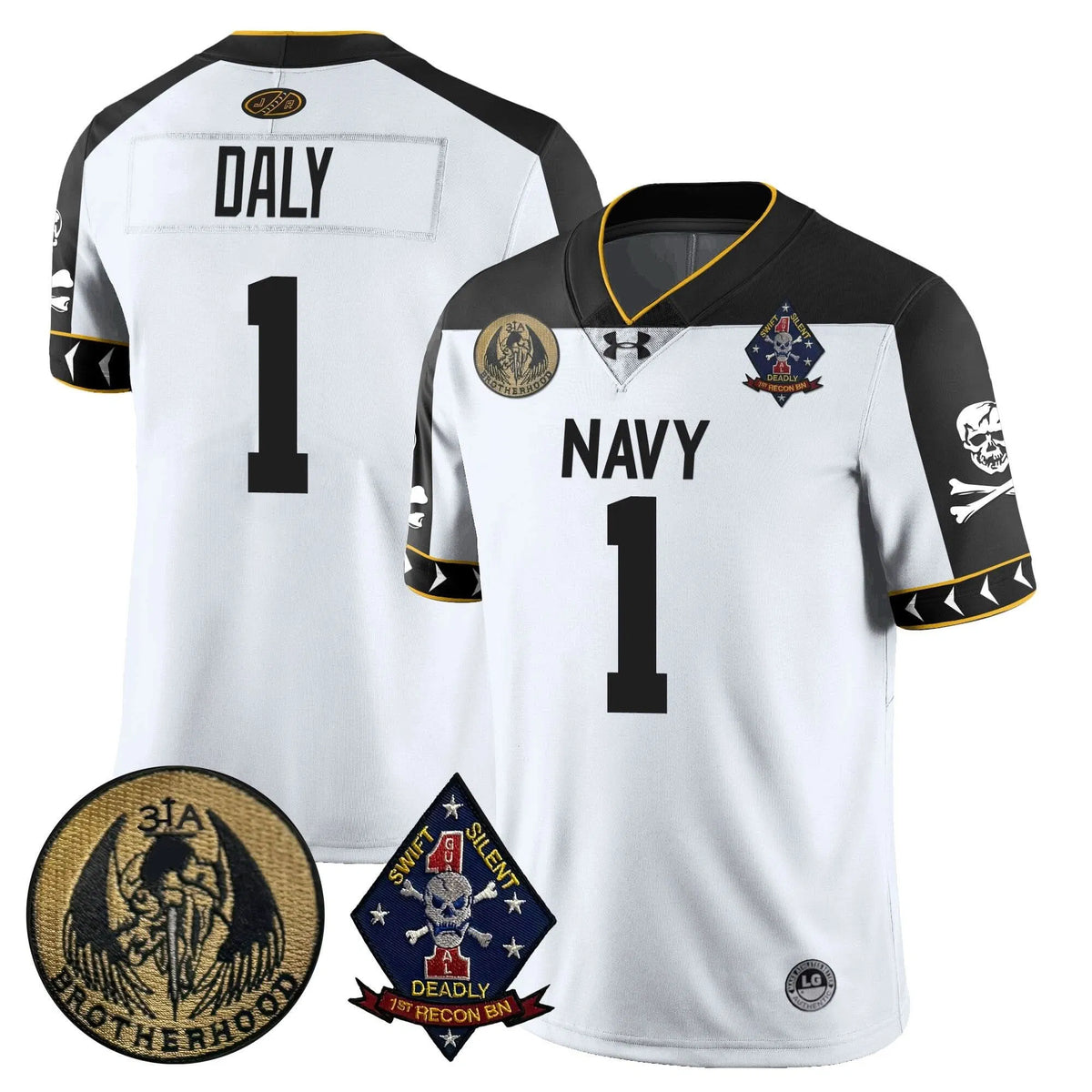 Personalized NM Lacrosse Jolly Rogers Vapor Limited Jersey - Dan Daly - 1 / White Stitched