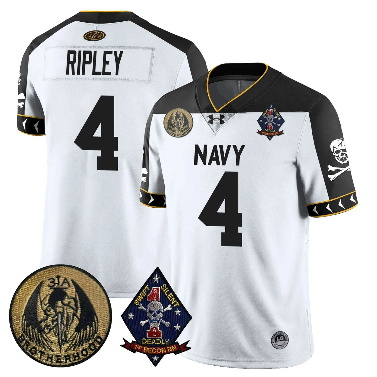 Personalized NM Lacrosse Jolly Rogers Vapor Limited Jersey - Race Ripley - 4 / White Stitched