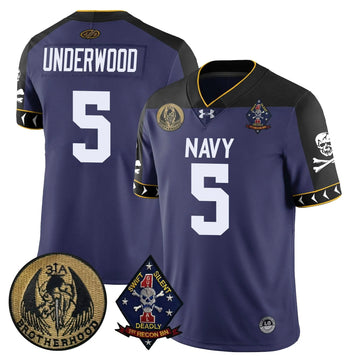 Personalized NM Lacrosse Jolly Rogers Vapor Limited Jersey - J.P. Underwood - 5 / Navy Stitched
