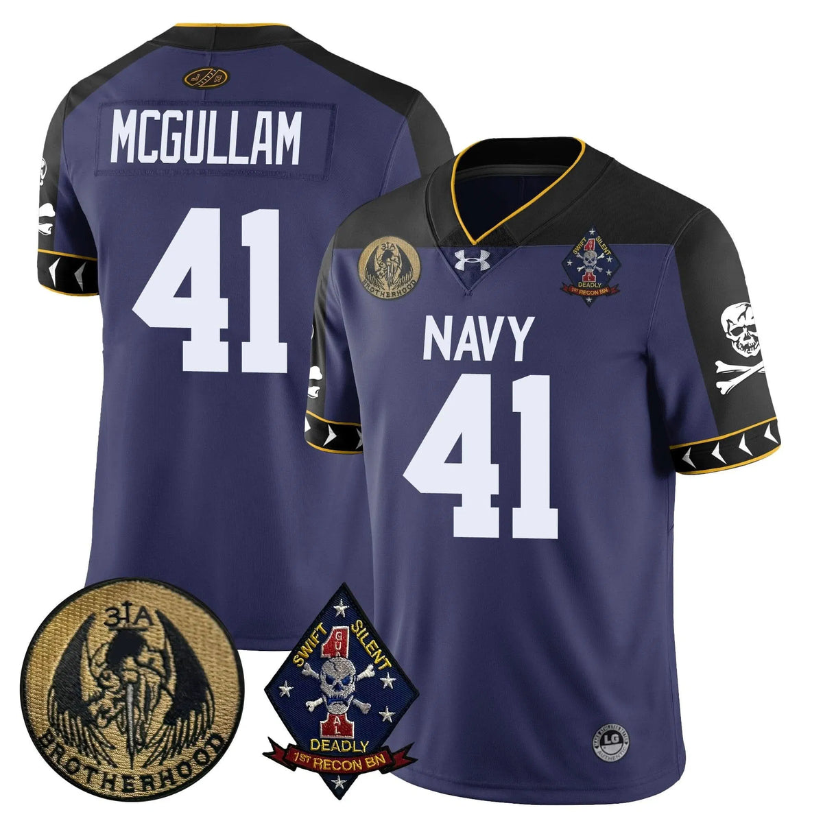 Personalized NM Lacrosse Jolly Rogers Vapor Limited Jersey - Ian McGullam - 41 / Navy Stitched