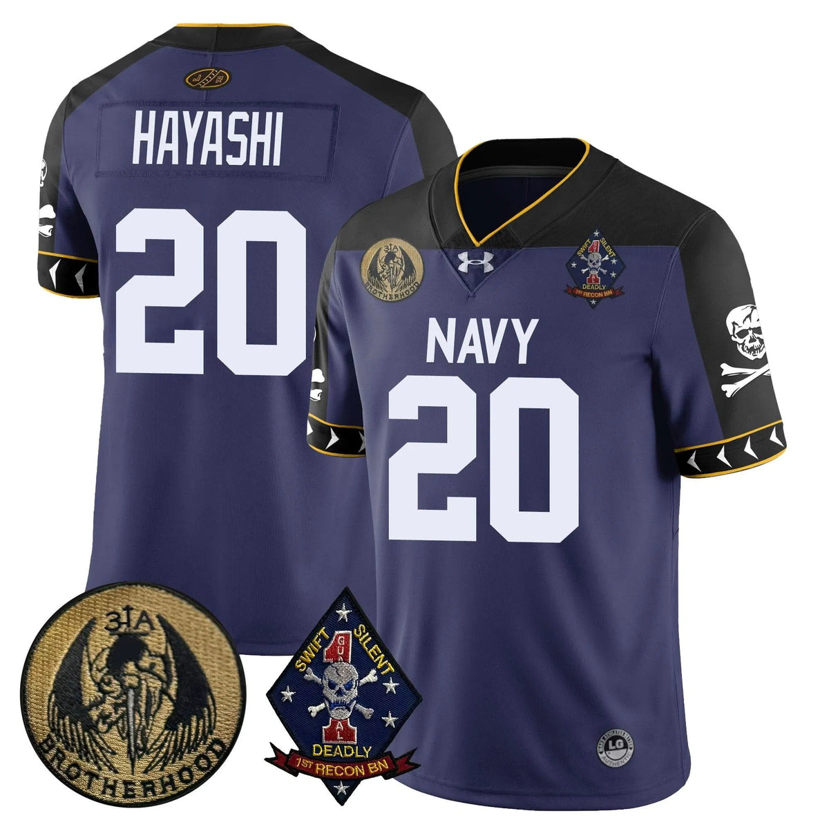 Personalized NM Lacrosse Jolly Rogers Vapor Limited Jersey - Zach Hayashi - 20 / Navy Stitched