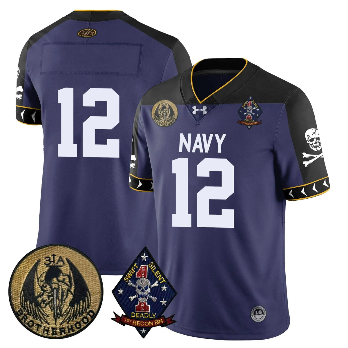 Personalized NM Lacrosse Jolly Rogers Vapor Limited Jersey - #12 / Navy Stitched