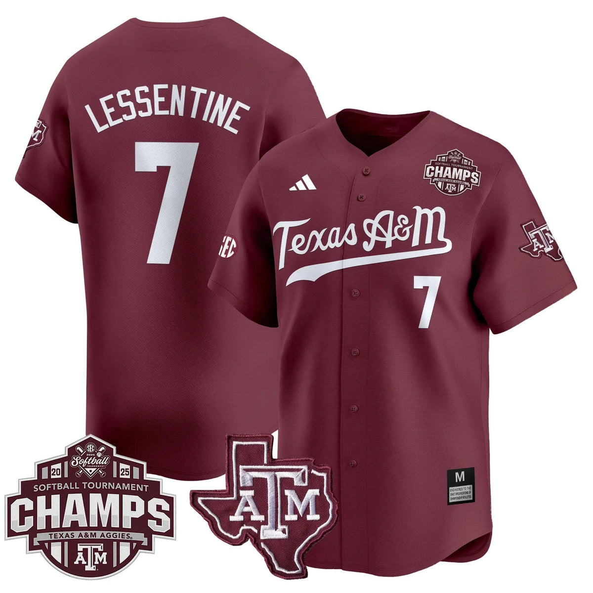 Personalized Aggies 2026 SEC Softball Conference Tournament Champions Patch Vapor Premier Limited Jersey - Stitched - Maroon / Sydney Lessentine Stitched