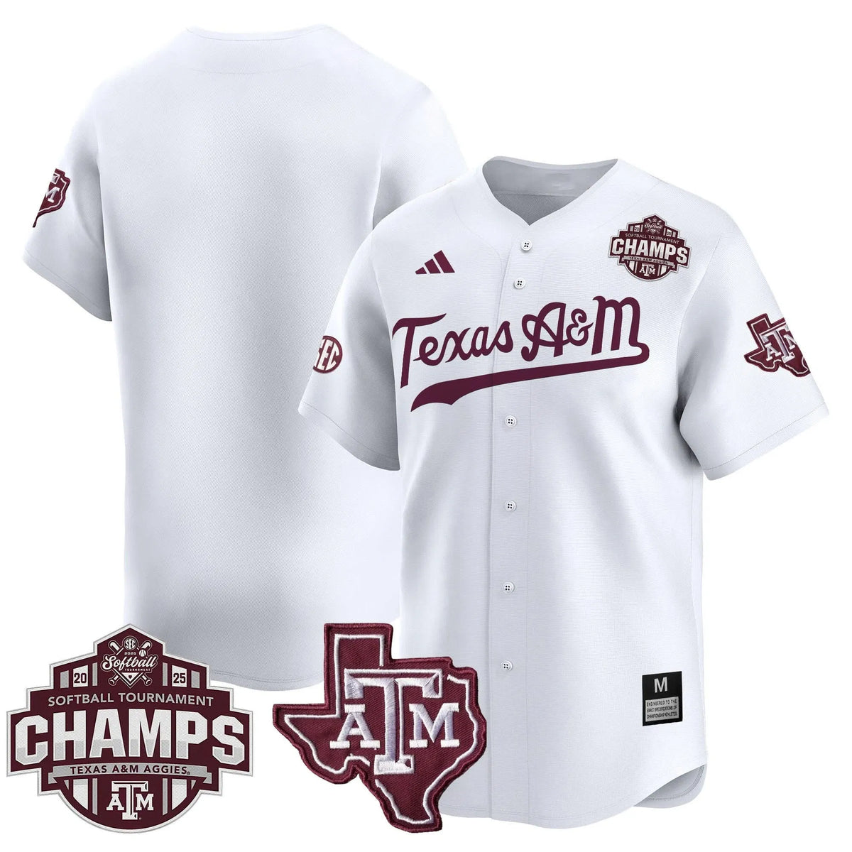 Personalized Aggies 2026 SEC Softball Conference Tournament Champions Patch Vapor Premier Limited Jersey - Stitched - White / Team Stitched