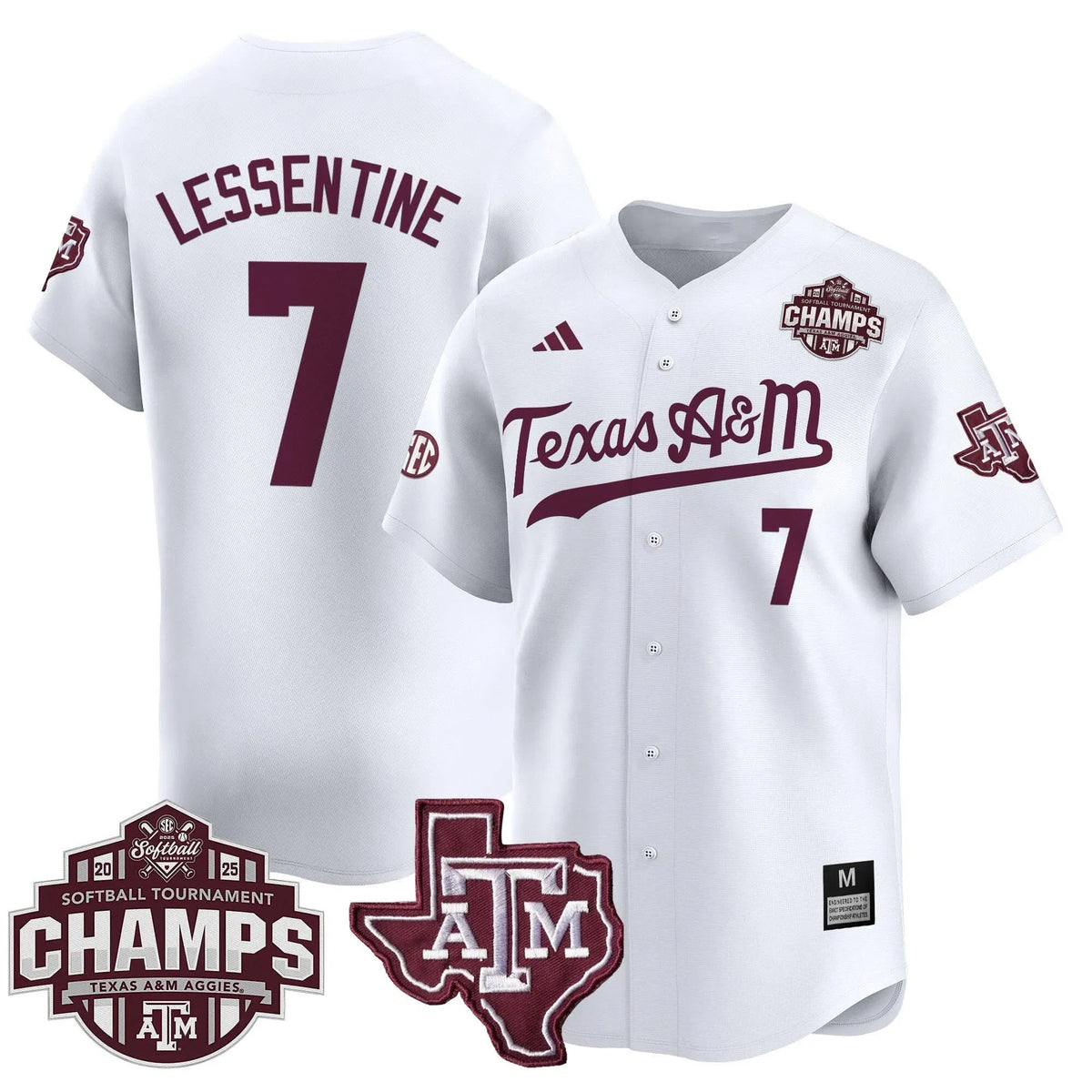 Personalized Aggies 2026 SEC Softball Conference Tournament Champions Patch Vapor Premier Limited Jersey - Stitched - White / Sydney Lessentine Stitched