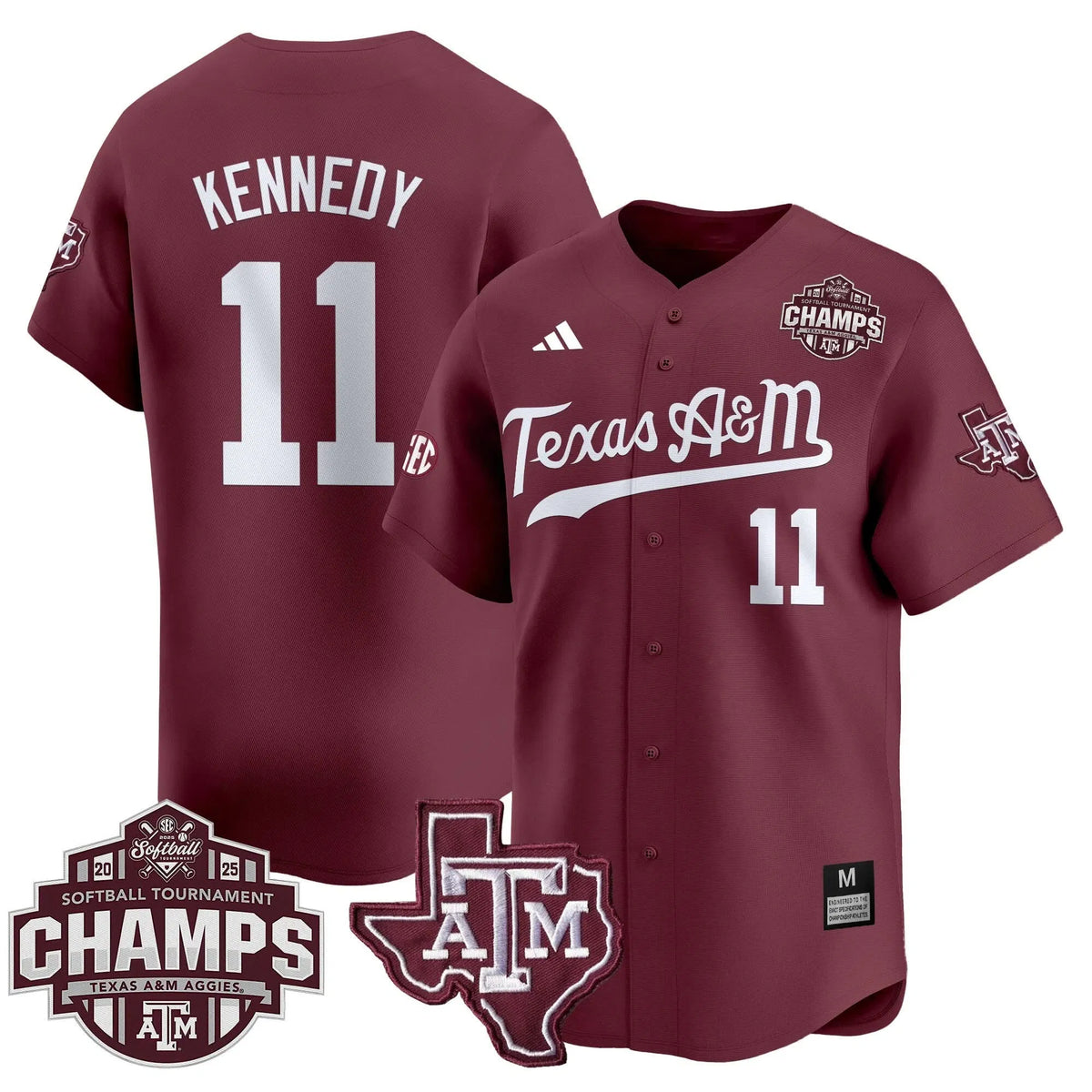 Personalized Aggies 2026 SEC Softball Conference Tournament Champions Patch Vapor Premier Limited Jersey - Stitched - Maroon / Emiley Kennedy Stitched