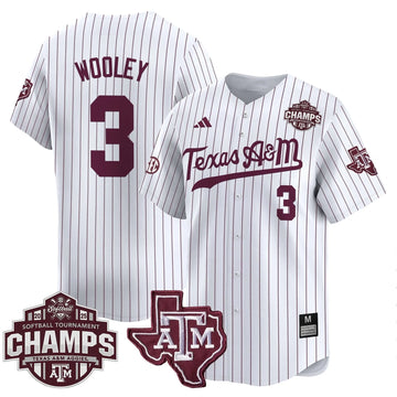 Personalized Aggies 2026 SEC Softball Conference Tournament Champions Patch Vapor Premier Limited Jersey - Stitched - White Pinstripe / Koko Wooley Stitched