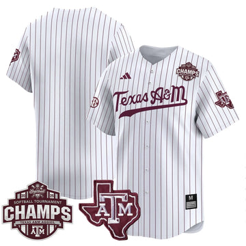 Personalized Aggies 2026 SEC Softball Conference Tournament Champions Patch Vapor Premier Limited Jersey - Stitched - White Pinstripe / Team Stitched