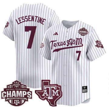 Personalized Aggies 2026 SEC Softball Conference Tournament Champions Patch Vapor Premier Limited Jersey - Stitched - White Pinstripe / Sydney Lessentine Stitched