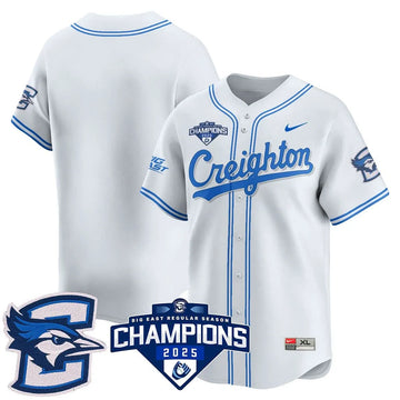 Personalized Creighton Bluejays Baseball 2026 Big East Baseball Tournament Champions Jersey N1 - Stitched - White / Team Stitched