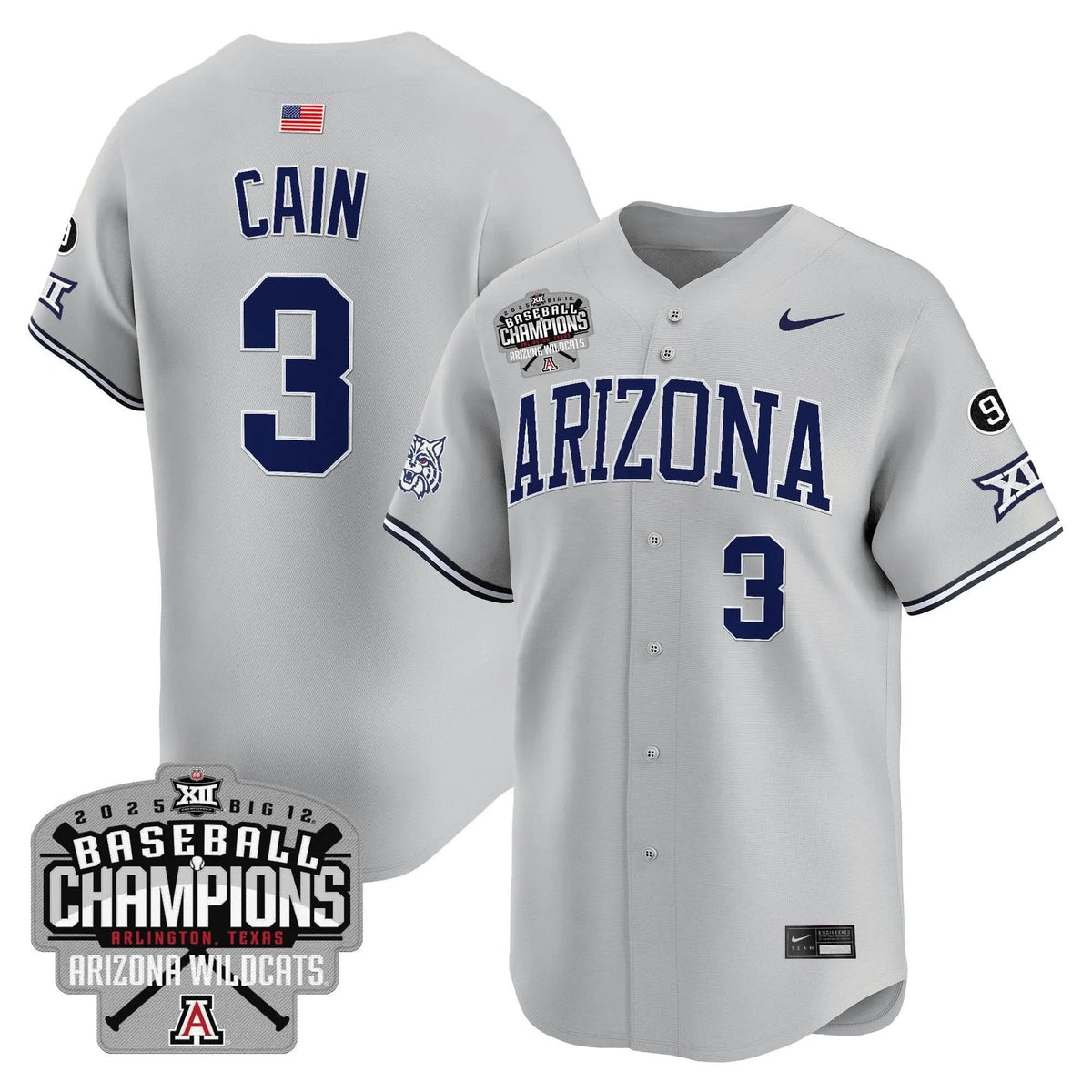 Personalized ARIZ 2026 Big 12 Champions Vapor Premier Limited Jersey - Andrew Cain Stitched