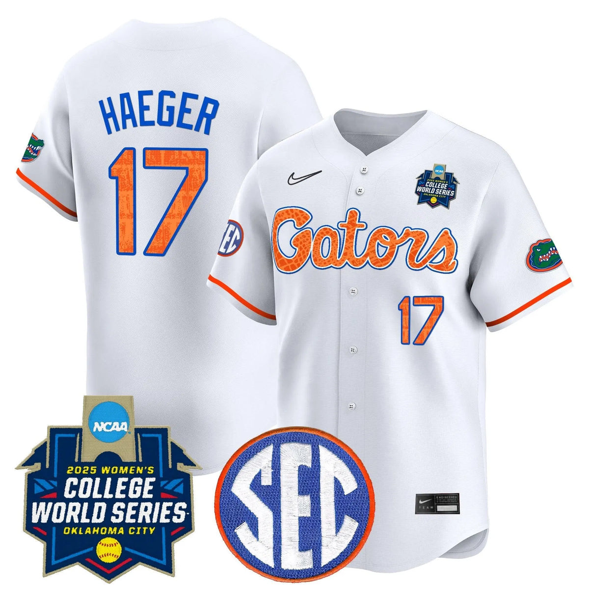 Personalized FG Softball 2026 World Series (WCWS) Vapor Premier Limited Jersey - Stitched - White Limited / Lauren Haeger Stitched