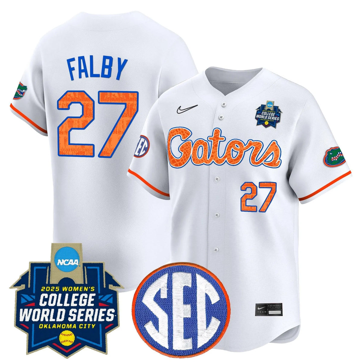 Personalized FG Softball 2026 World Series (WCWS) Vapor Premier Limited Jersey - Stitched - White Limited / Kendra Falby Stitched