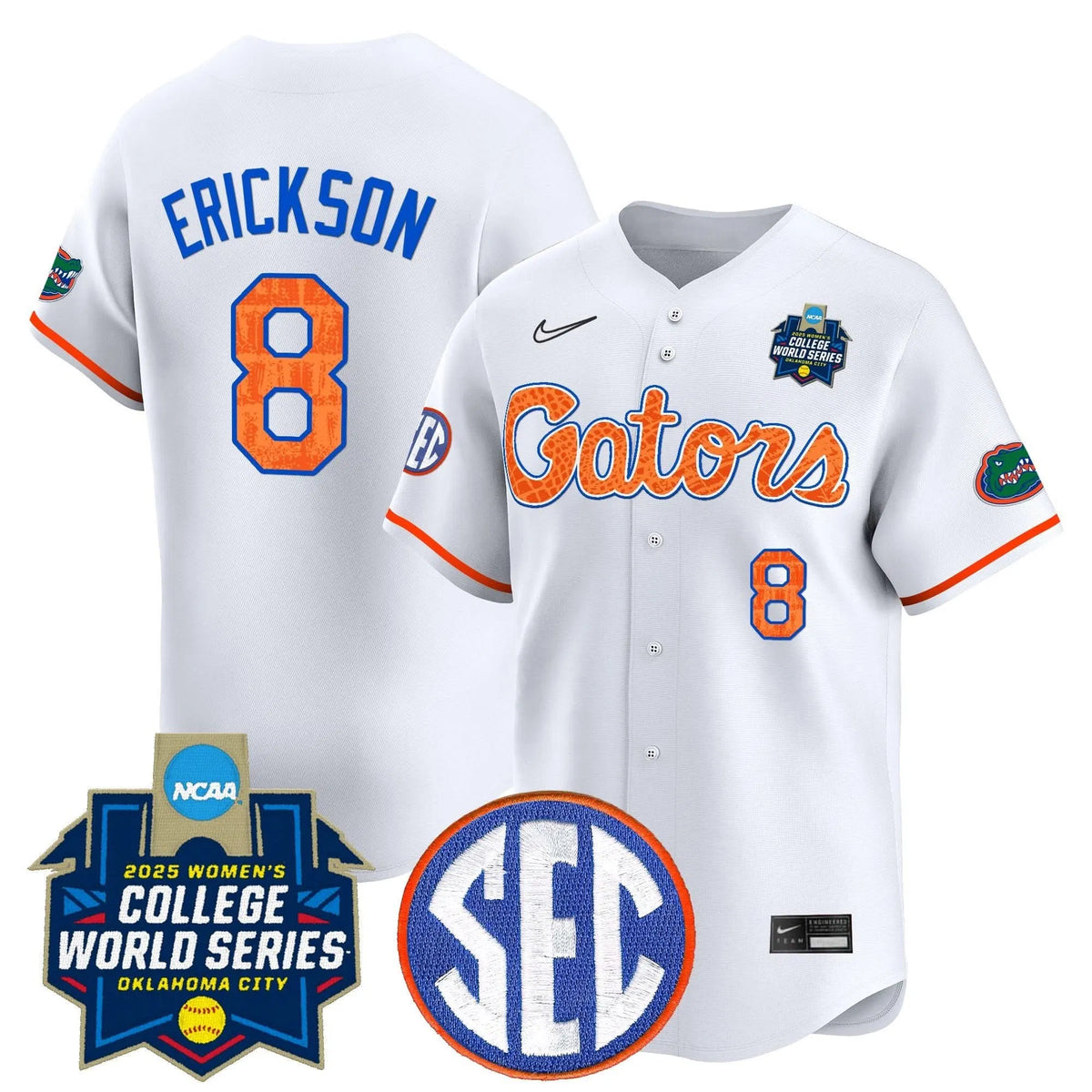 Personalized FG Softball 2026 World Series (WCWS) Vapor Premier Limited Jersey - Stitched - White Limited / Jocelyn Erickson Stitched