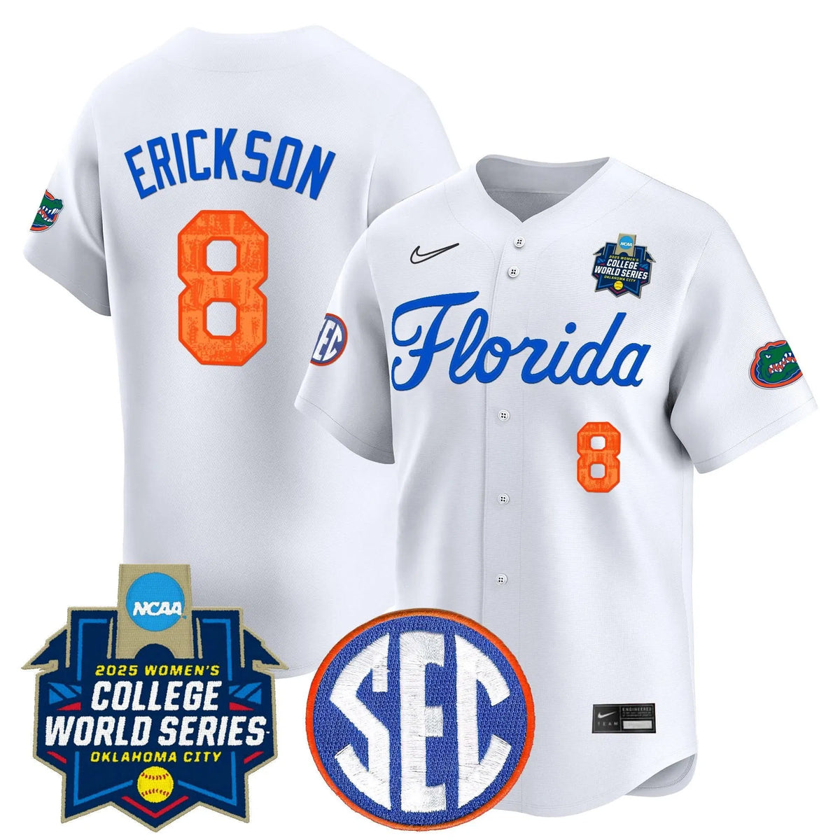 Personalized FG Softball 2026 World Series (WCWS) Vapor Premier Limited Jersey - Stitched - White / Jocelyn Erickson Stitched