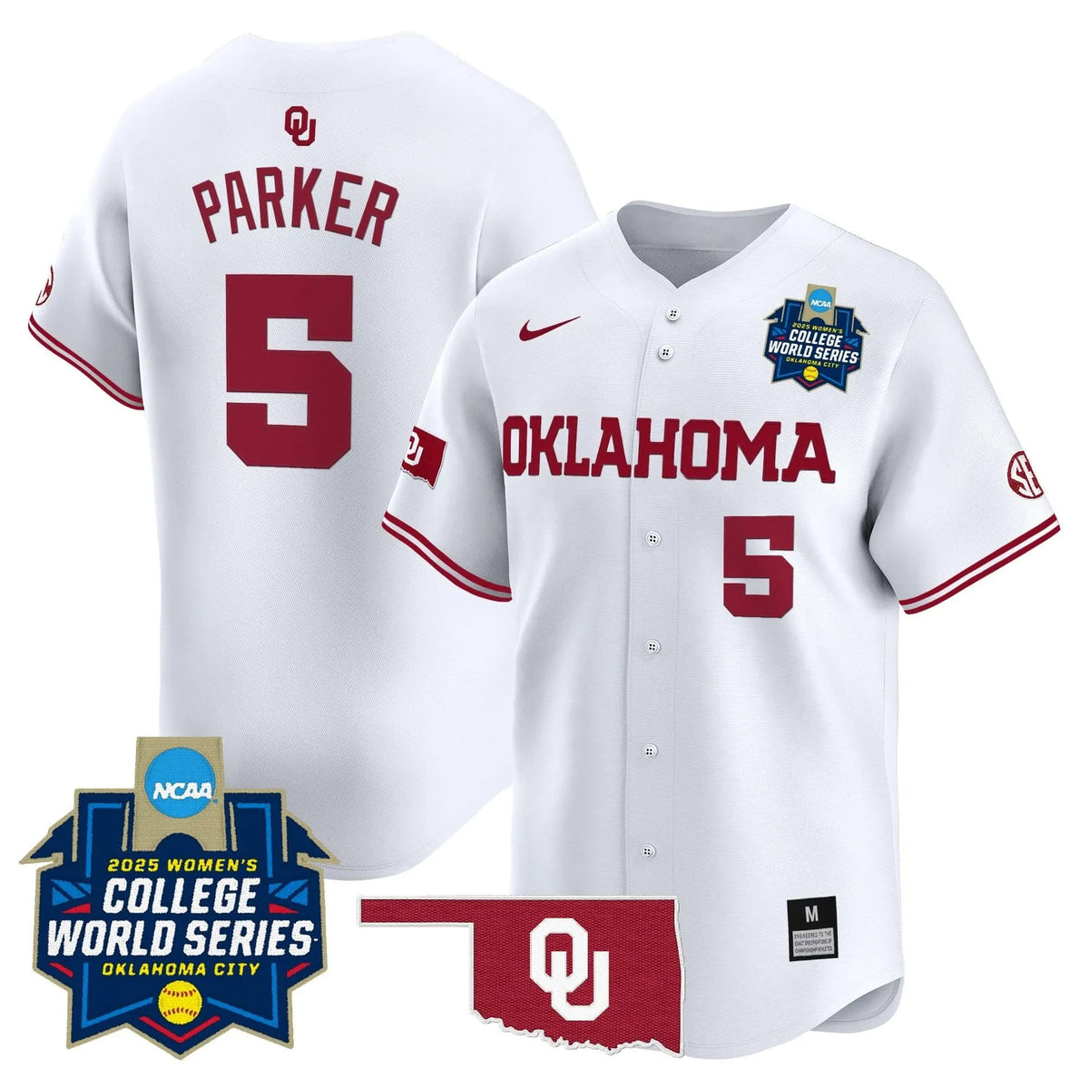 Personalized OS Softball 2026 World Series (WCWS) Vapor Premier Limited Jersey - Stitched - White / Ella Parker Stitched