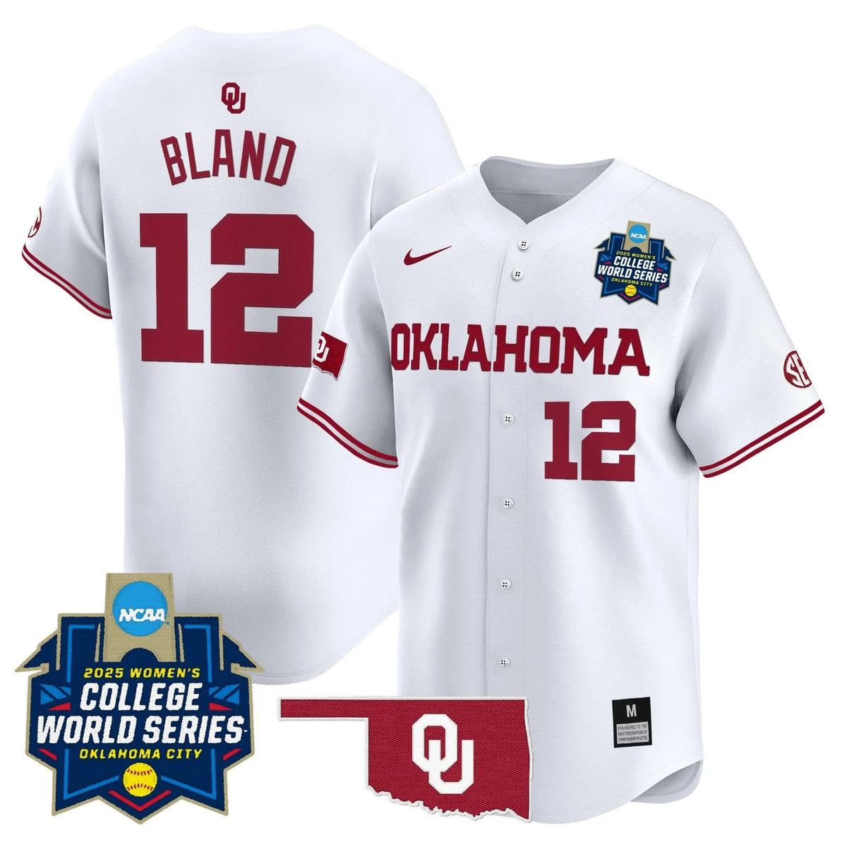 Personalized OS Softball 2026 World Series (WCWS) Vapor Premier Limited Jersey - Stitched - White / Maya Bland Stitched