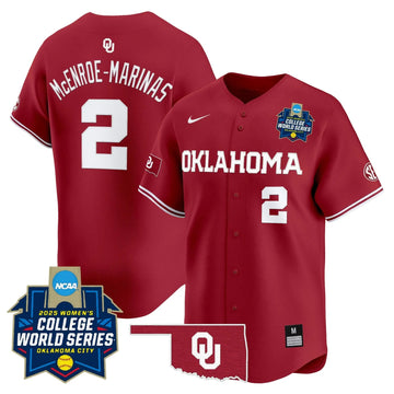 Personalized OS Softball 2026 World Series (WCWS) Vapor Premier Limited Jersey - Stitched - Crimson / McEnroe-Marinas Stitched