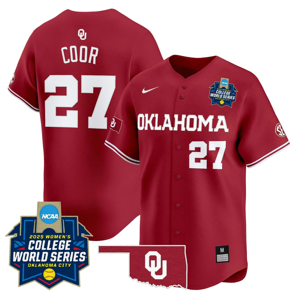 Personalized OS Softball 2026 World Series (WCWS) Vapor Premier Limited Jersey - Stitched - Crimson / Hannah Coor Stitched