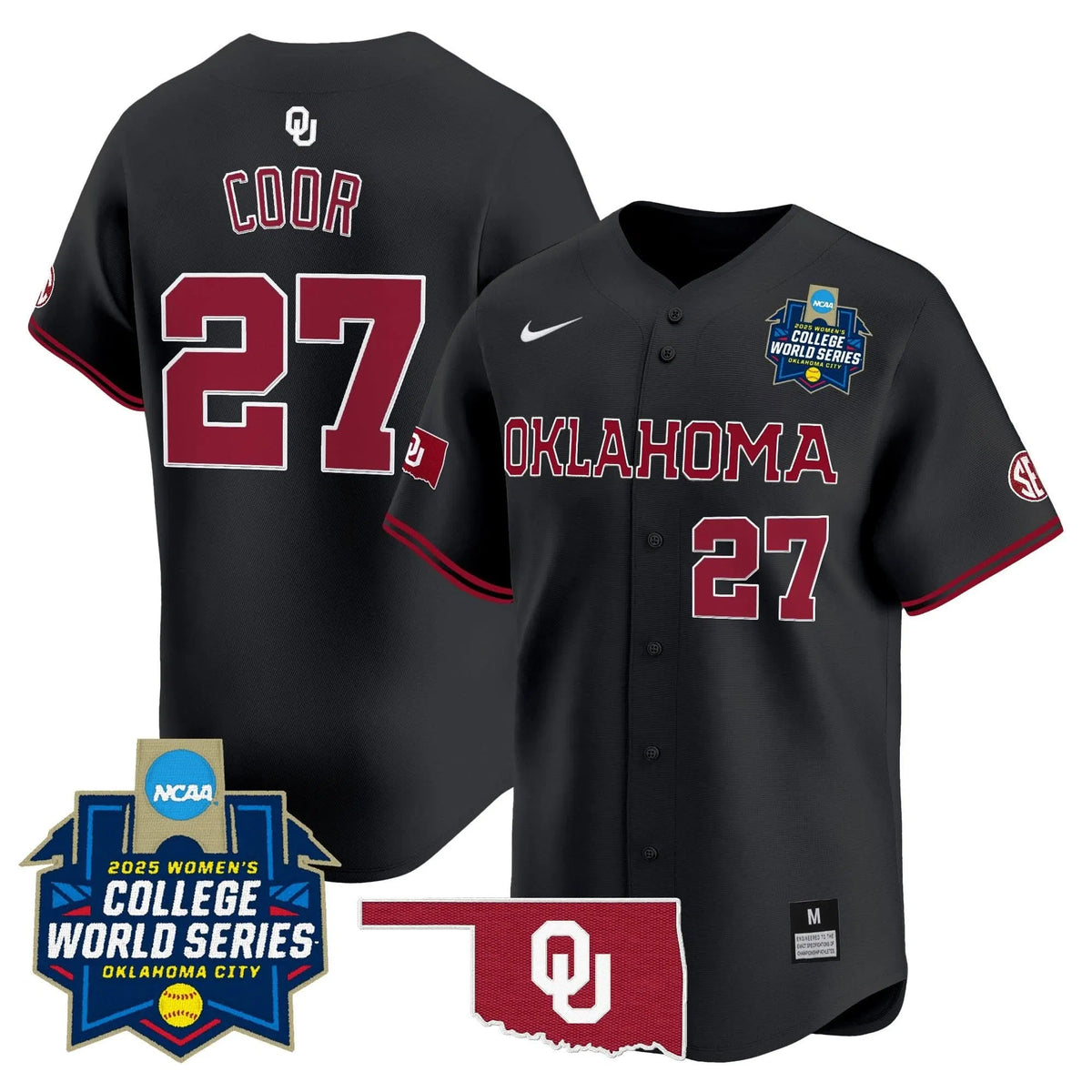 Personalized OS Softball 2026 World Series (WCWS) Vapor Premier Limited Jersey - Stitched - Black / Hannah Coor Stitched