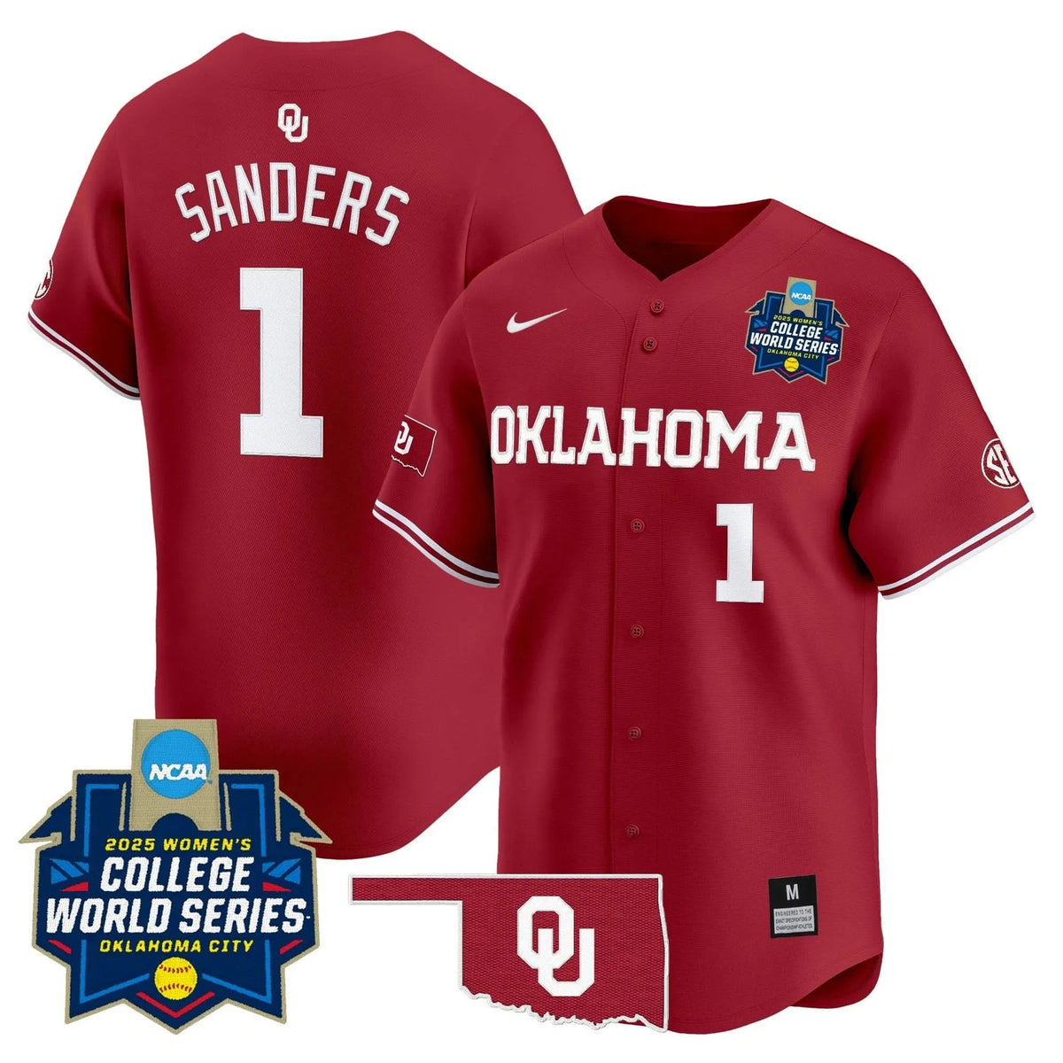 Personalized OS Softball 2026 World Series (WCWS) Vapor Premier Limited Jersey - Stitched - Crimson / Cydney Sanders Stitched