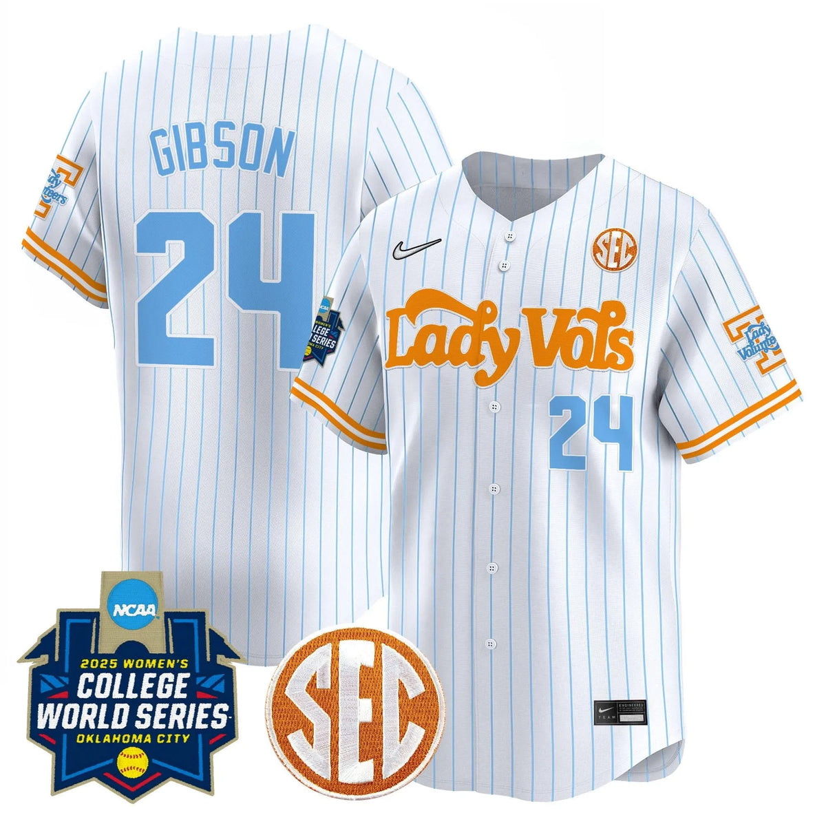 Personalized TV Softball 2026 World Series (WCWS) Vapor Premier Limited Jersey - Stitched - Pinstripe / McKenna Gibson Stitched