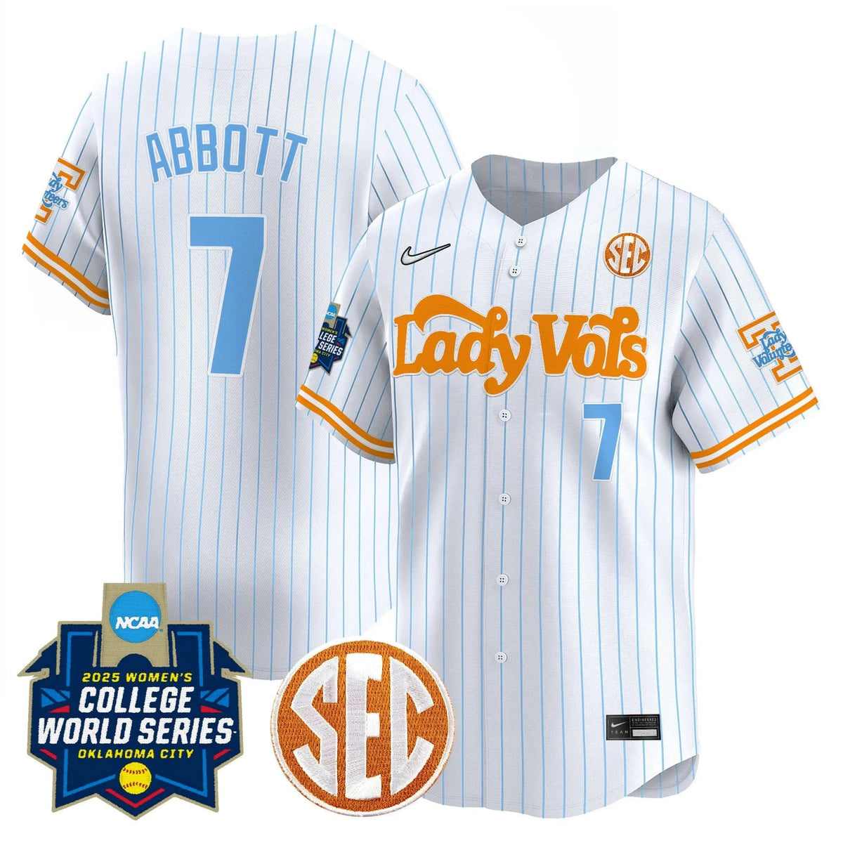 Personalized TV Softball 2026 World Series (WCWS) Vapor Premier Limited Jersey - Stitched - Pinstripe / Monica Abbott Stitched