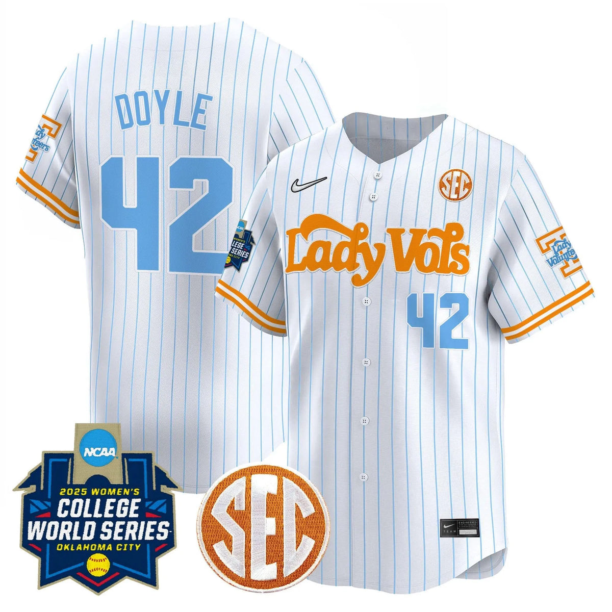 Personalized TV Softball 2026 World Series (WCWS) Vapor Premier Limited Jersey - Stitched - Pinstripe / Amayah Doyle Stitched