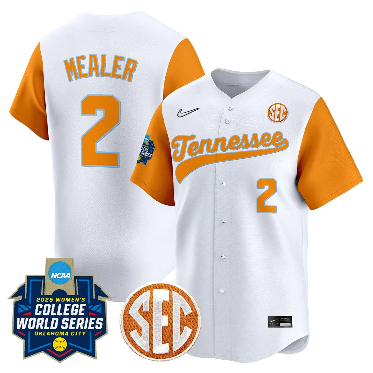 Personalized TV Softball 2026 World Series (WCWS) Vapor Premier Limited Jersey - Stitched - White / Laura Mealer Stitched