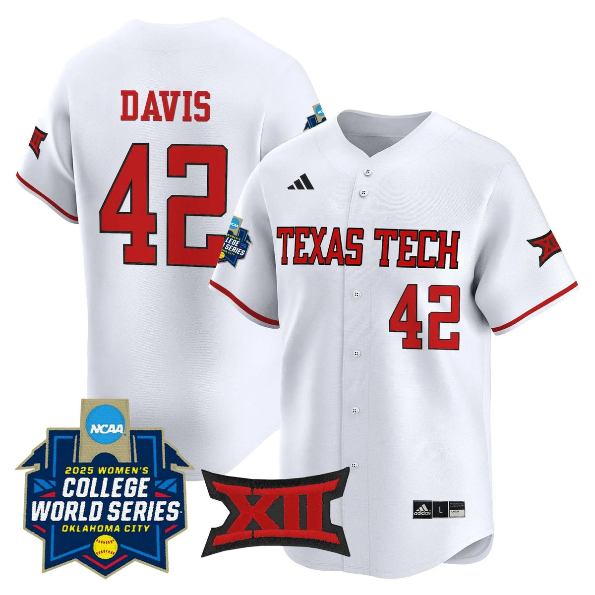 Personalized TTU Softball 2026 World Series (WCWS) Vapor Premier Limited Jersey - Stitched - White / Mihyia Davis Stitched