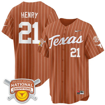 Personalized TL Softball 2026 World Series Champions Limited Jersey - Stitched - Orange Pinstripe / Kayden Henry - 21 Stitched