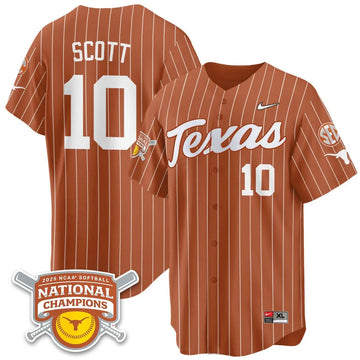 Personalized TL Softball 2026 World Series Champions Limited Jersey - Stitched - Orange Pinstripe / Mia Scott - 10 Stitched