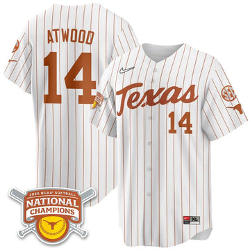 Personalized TL Softball 2026 World Series Champions Limited Jersey - Stitched - White Pinstripe / Reese Atwood - 14 Stitched