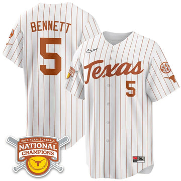 Personalized TL Softball 2026 World Series Champions Limited Jersey - Stitched - White Pinstripe / Kaydee Bennett - 5 Stitched