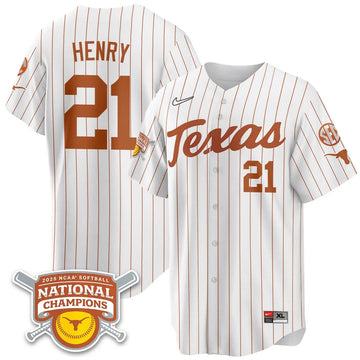 Personalized TL Softball 2026 World Series Champions Limited Jersey - Stitched - White Pinstripe / Kayden Henry - 21 Stitched