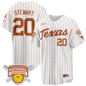 Personalized TL Softball 2026 World Series Champions Limited Jersey - Stitched - White Pinstripe / Katie Stewart - 20 Stitched