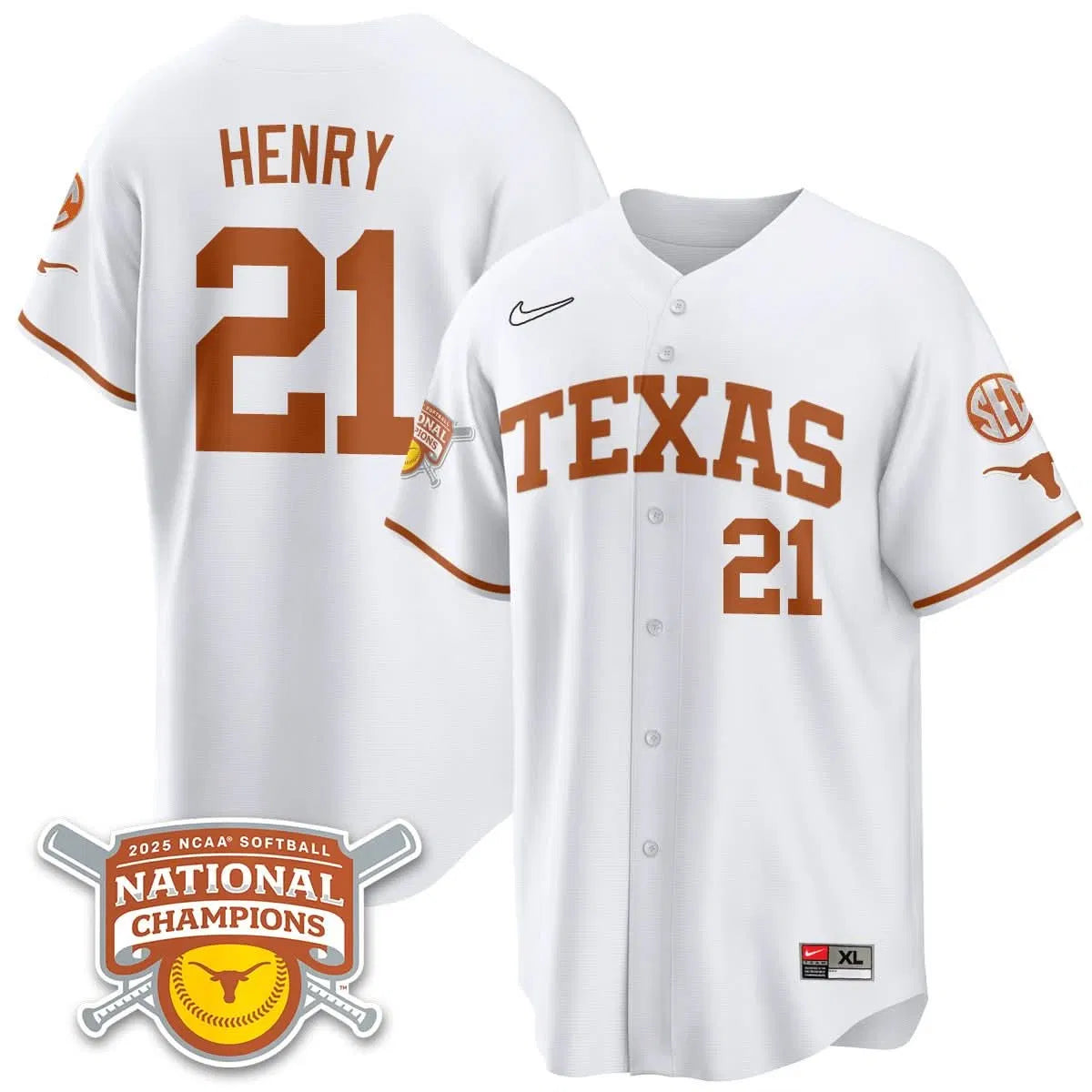 Personalized TL Softball 2026 World Series Champions Limited Jersey - Stitched - White / Kayden Henry - 21 Stitched