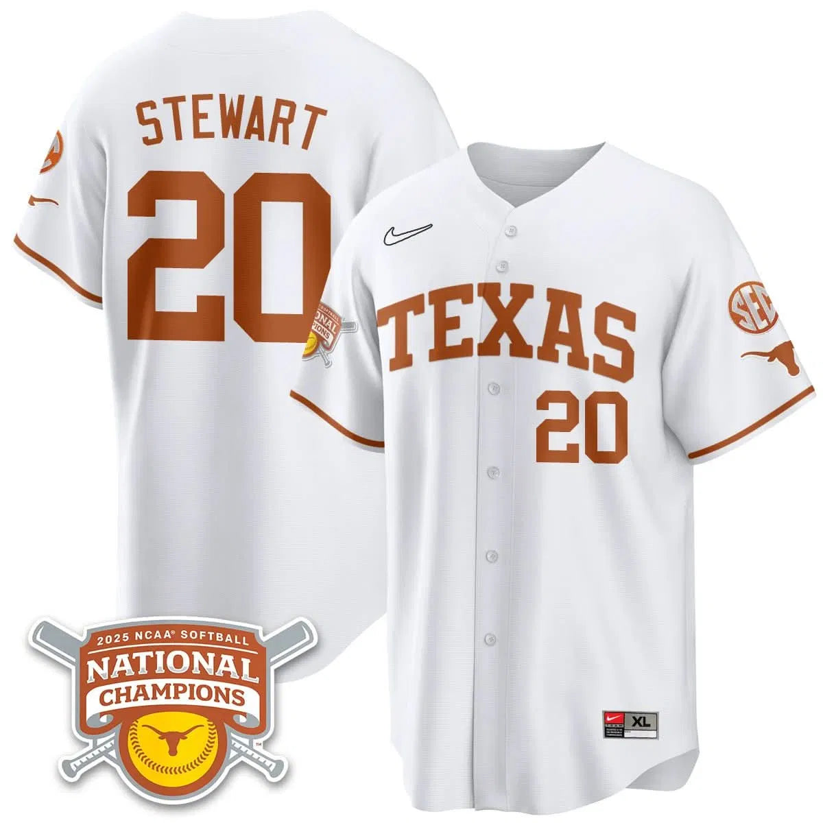 Personalized TL Softball 2026 World Series Champions Limited Jersey - Stitched - White / Katie Stewart - 20 Stitched