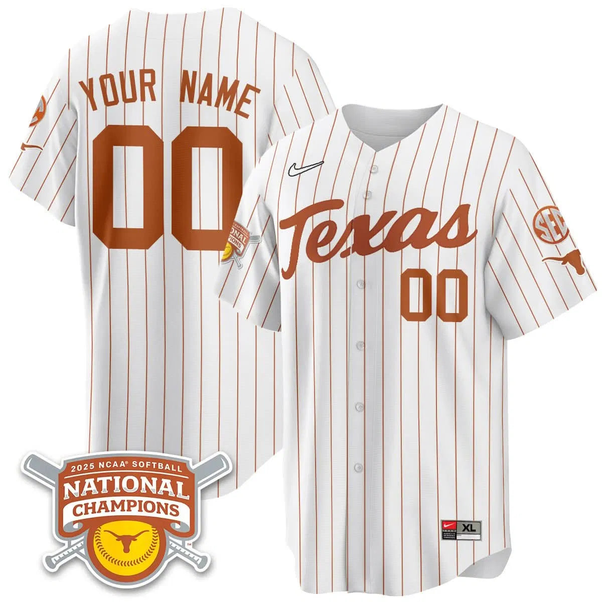 Personalized TL Softball 2026 World Series Champions Limited Custom Jersey - Stitched - White Pinstripe / Kaydee Bennett - 5 Stitched