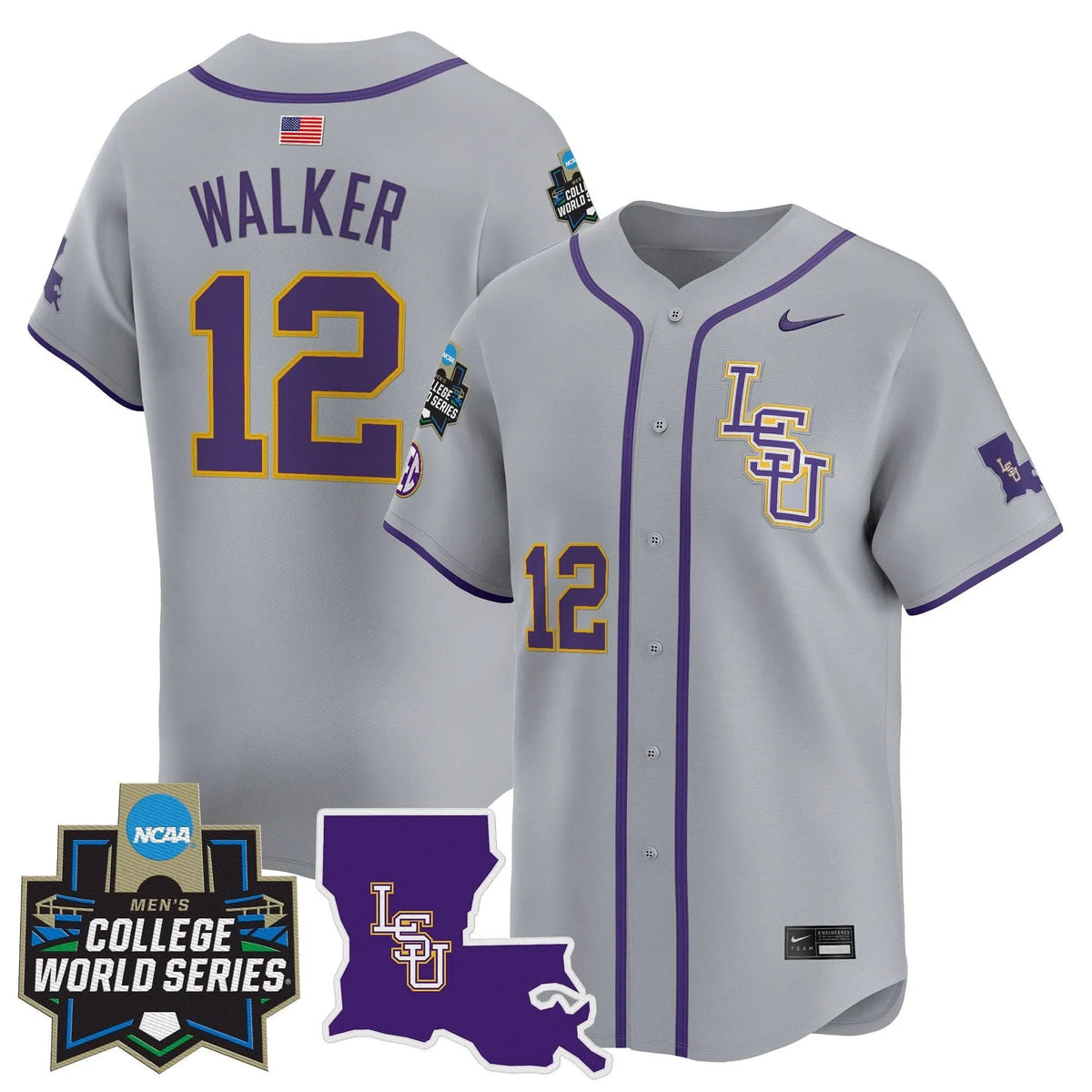 Personalized LSU 2026 World Series Vapor Premier Limited Jersey - Stitched - Gray / Todd Walker Stitched