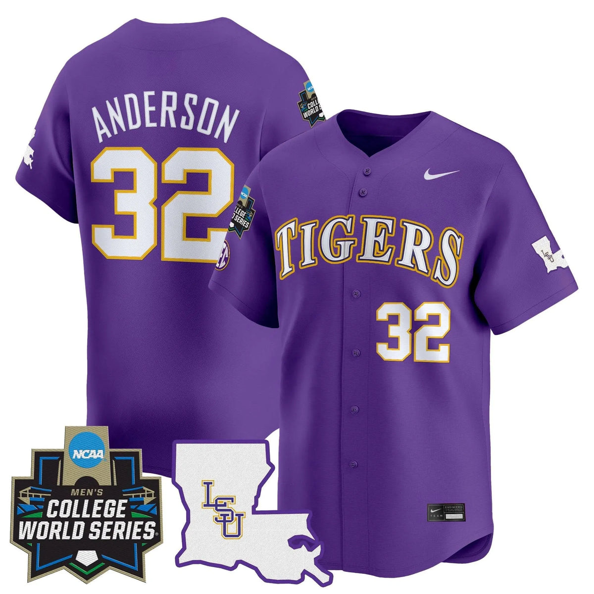 Personalized LSU 2026 World Series Vapor Premier Limited Jersey - Stitched - Purple / Kade Anderson Stitched
