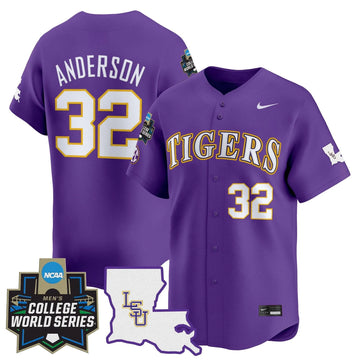 Personalized LSU 2026 World Series Vapor Premier Limited Jersey - Stitched - Purple / Kade Anderson Stitched