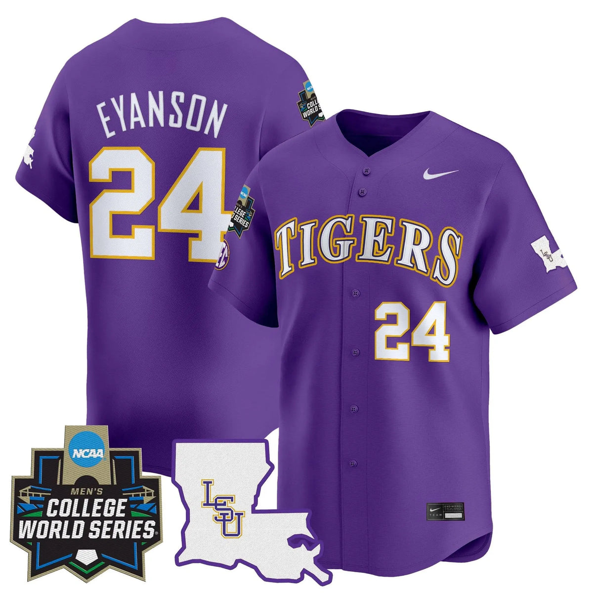 Personalized LSU 2026 World Series Vapor Premier Limited Jersey - Stitched - Purple / Anthony Eyanson Stitched