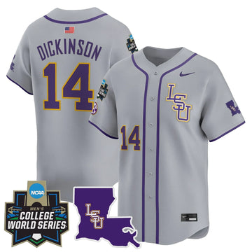 Personalized LSU 2026 World Series Vapor Premier Limited Jersey - Stitched - Gray / Daniel Dickinson Stitched