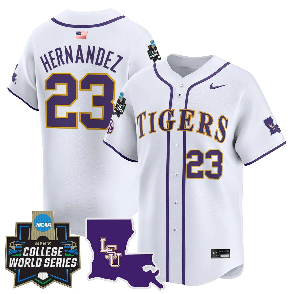 Personalized LSU 2026 World Series Vapor Premier Limited Jersey - Stitched - White / Luis Hernandez Stitched